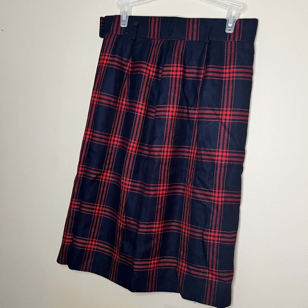 Jones New York Vintage Red And Blue Plaid Skirt